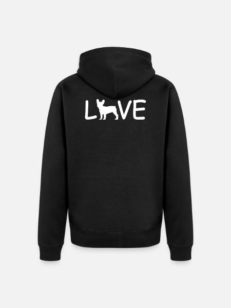 Love French Bulldog - Unisex Premium Organic Zip Hoodie - black