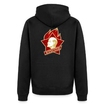 Vsegda gotov - Unisex Premium Organic Zip Hoodie - black - Back - Nico (187cm)