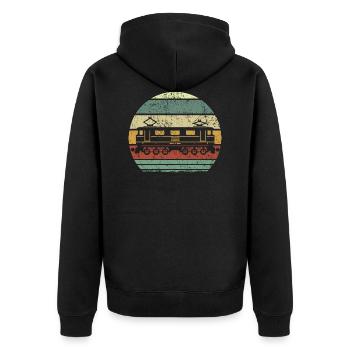 Retro railroad / tram - Unisex Premium Organic Zip Hoodie - black - Back - Nico (187cm)