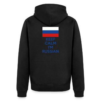 Keep calm I'm russian Russia gift saying - Unisex Premium Organic Zip Hoodie - black - Back - Nico (187cm)