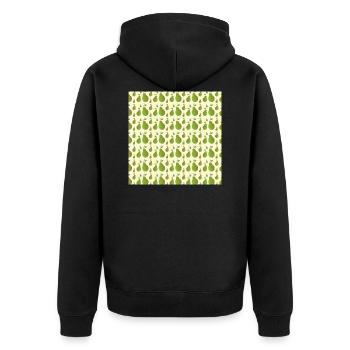 pear pattern - Unisex Premium Organic Zip Hoodie - black - Back - Nico (187cm)