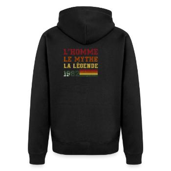 Der Mensch der Mythos die Legende 1982 - Unisex Premium Bio Zip Hoodie - Schwarz - Hinten - Nico (187cm)