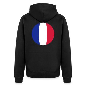 Frankreich - Unisex Premium Bio Zip Hoodie - Schwarz - Hinten - Nico (187cm)