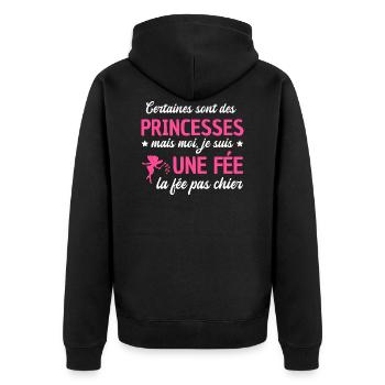 princesses mais une fée / la fée pas chier - Veste à capuche bio Premium Unisexe - noir - Dos - Nico (187cm)