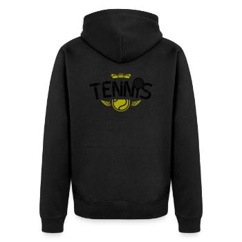 Tennis Sport Team Symbol - Unisex Premium Bio Zip Hoodie - Schwarz - Hinten - Nico (187cm)