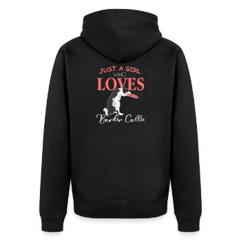 Border collie - Veste à capuche bio Premium Unisexe - noir - Dos - Nico (187cm)