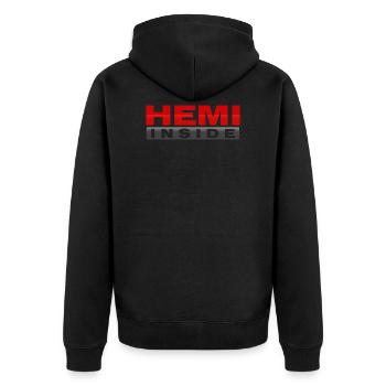 HEMI INNEN - Unisex Premium Bio Zip Hoodie - Schwarz - Hinten - Nico (187cm)