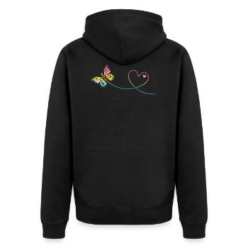 Butterfly with heart, valentine's day, birthday - Unisex Premium Organic Zip Hoodie - black - Back - Nico (187cm)