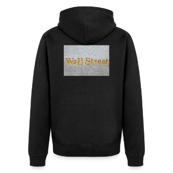 Wall Street golden lettering New York USA - Unisex Premium Bio Zip Hoodie - Schwarz - Hinten - Nico (187cm)