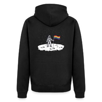 Drapeau arc-en-ciel astronaute - Veste à capuche bio Premium Unisexe - noir - Dos - Nico (187cm)