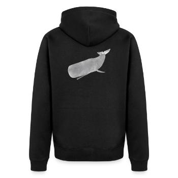 Pottwal, Wal, Walfisch - Unisex Premium Bio Zip Hoodie - Schwarz - Hinten - Nico (187cm)