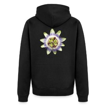 Passion flower blossom plant nature - Unisex Premium Organic Zip Hoodie - black - Back - Nico (187cm)