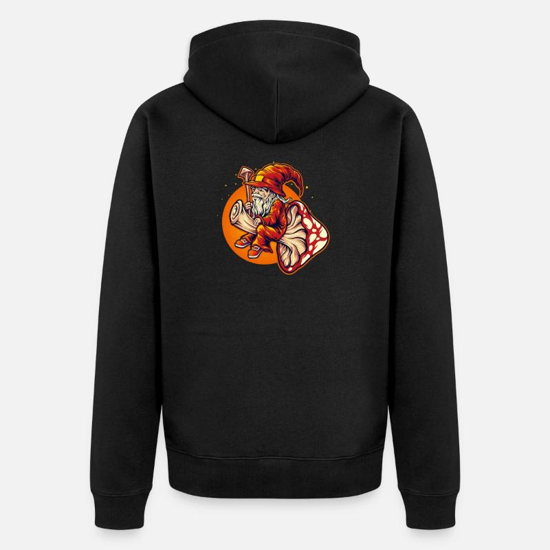 Dwarf wizard riding toadstool - Unisex Premium Organic Zip Hoodie - black