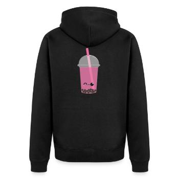 Kawaii Bubble Tea Cerise - Veste à capuche bio Premium Unisexe - noir - Dos - Nico (187cm)