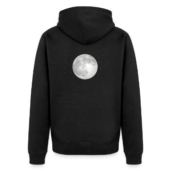 Mond - Unisex Premium Bio Zip Hoodie - Schwarz - Hinten - Nico (187cm)