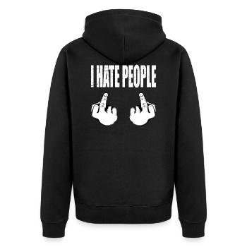 Proverbes - Je déteste les gens i hate people funny - Veste à capuche bio Premium Unisexe - noir - Dos - Nico (187cm)