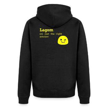 Lagom just the right amount Swedish gift - Unisex Premium Organic Zip Hoodie - black - Back - Nico (187cm)