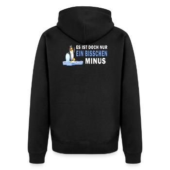 eisbaden pinguin motivation winterbader minus kalt - Unisex Premium Bio Zip Hoodie - Schwarz - Hinten - Nico (187cm)