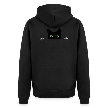 Peekaboo Katze - Unisex Premium Bio Zip Hoodie - Schwarz - Hinten - Nico (187cm)