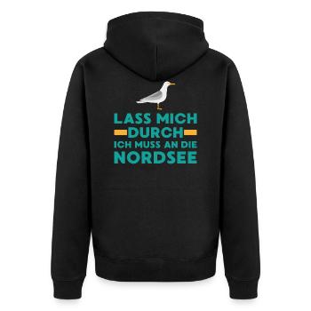 Nordsee Möwe Norden Norddeutschland - Unisex Premium Bio Zip Hoodie - Schwarz - Hinten - Nico (187cm)
