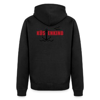 Küstenkind Norden Nordsee Anker Geschenk - Unisex Premium Bio Zip Hoodie - Schwarz - Hinten - Nico (187cm)