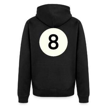 Billard Billardkugel Nr. 8 - Unisex Premium Bio Zip Hoodie - Schwarz - Hinten - Nico (187cm)