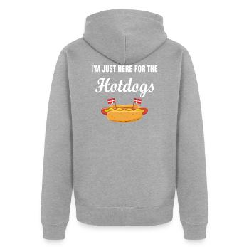 Hotdogs Dänemark Geschenk Nord Spruch - Unisex Premium Bio Zip Hoodie - Grau meliert - Hinten - Nico (187cm)