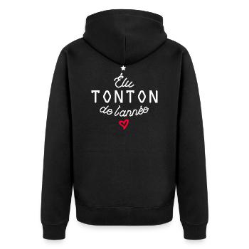 élu tonton de l'année / humour tonton - Veste à capuche bio Premium Unisexe - noir - Dos - Nico (187cm)