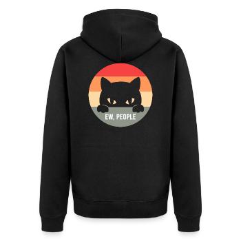 Ew People Cat Introvertiert und Katzen-Liebhaber G - Unisex Premium Bio Zip Hoodie - Schwarz - Hinten - Nico (187cm)