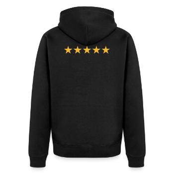 5 Sterne Bewertung - 5 Sterne Bewertung leer - Unisex Premium Bio Zip Hoodie - Schwarz - Hinten - Nico (187cm)