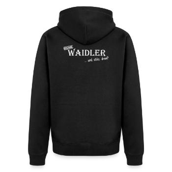 Original Waidler ...und stolz draaf! - Unisex Premium Bio Zip Hoodie - Schwarz - Hinten - Nico (187cm)