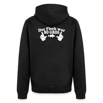 Der fisch war so groß geschenk angelausflug - Unisex Premium Bio Zip Hoodie - Schwarz - Hinten - Nico (187cm)