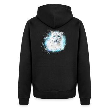 snow leopard, cat, leopard, graffiti, white, wildcat - Unisex Premium Organic Zip Hoodie - black - Back - Nico (187cm)