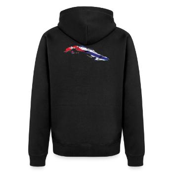 Cuba flag in the Cuba map - Unisex Premium Organic Zip Hoodie - black - Back - Nico (187cm)