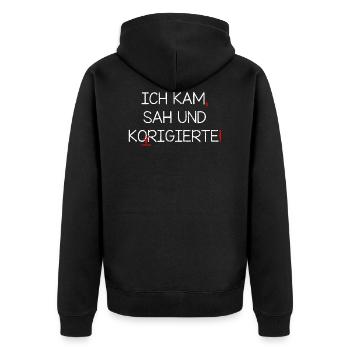 Ehrenlehrer I Schule Uni Grundschule Berufsschule - Unisex Premium Bio Zip Hoodie - Schwarz - Hinten - Nico (187cm)