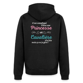 Princesse et cavalière cadeau humoristique - Veste à capuche bio Premium Unisexe - noir - Dos - Nico (187cm)
