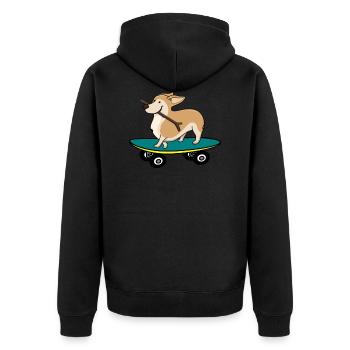 Un chien sur un skateboard - Veste à capuche bio Premium Unisexe - noir - Dos - Nico (187cm)