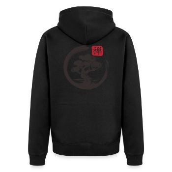 Bonsai Enso - Unisex Premium Organic Zip Hoodie - black - Back - Nico (187cm)