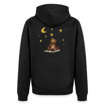 Kleiner Bär Sterne und Mond - Unisex Premium Bio Zip Hoodie - Schwarz - Hinten - Nico (187cm)