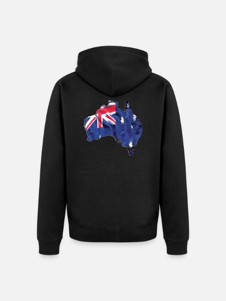 Real Australia Flag - Flag Map - Unisex Premium Organic Zip Hoodie - black