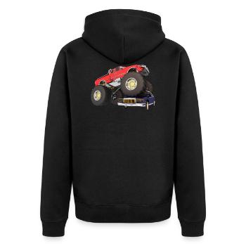 Monstertruck, Geländewagen, Pickup, Van - Unisex Premium Bio Zip Hoodie - Schwarz - Hinten - Nico (187cm)