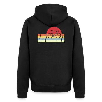 Herzschlag Rennrad Fahrrad Heartbeat Puls Retro - Unisex Premium Bio Zip Hoodie - Schwarz - Hinten - Nico (187cm)