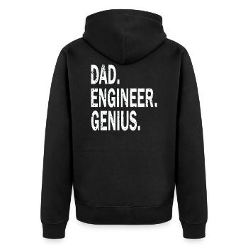 Dad Engineer Genius - Unisex Premium Bio Zip Hoodie - Schwarz - Hinten - Nico (187cm)