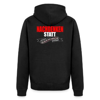 Nachdenken Corona Pandemie Covid Querdenker - Unisex Premium Bio Zip Hoodie - Schwarz - Hinten - Nico (187cm)