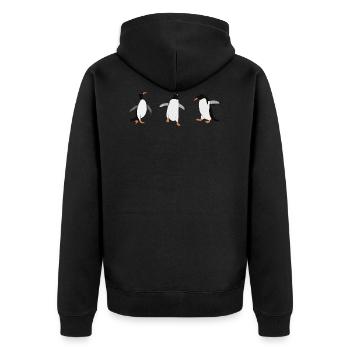 Happy Pinguin Trio - Unisex Premium Bio Zip Hoodie - Schwarz - Hinten - Nico (187cm)