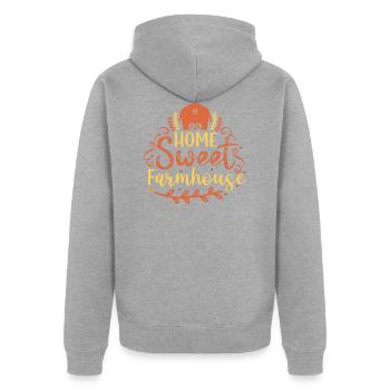 Maison Sweet Farmhouse - Veste à capuche bio Premium Unisexe - gris chiné - Dos - Nico (187cm)