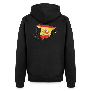 Spanien | echte Flagge | Flag Map ES - Unisex Premium Bio Zip Hoodie - Schwarz - Hinten - Nico (187cm)