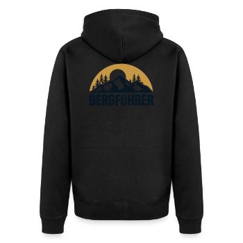 Bergführer Berge Bergsteiger Wanderer Skifahren - Unisex Premium Bio Zip Hoodie - Schwarz - Hinten - Nico (187cm)