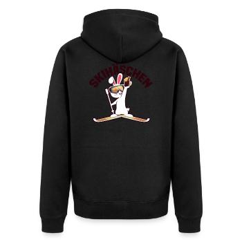 Skihaserl Skihase Skihasen Skihäschen Skifahrerin - Unisex Premium Bio Zip Hoodie - Schwarz - Hinten - Nico (187cm)