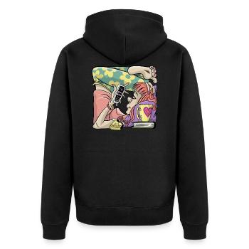 Student Girl Box Housing. T-shirts, Hoodies, Gifts - Unisex Premium Organic Zip Hoodie - black - Back - Nico (187cm)